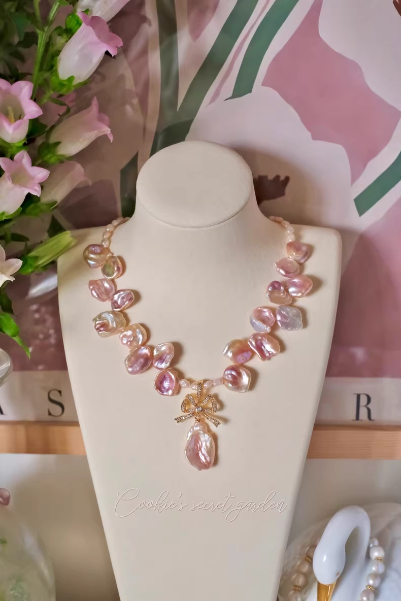 【Monet Garden Collection】 Handmade Princess Diary Baroque Pearl Necklace