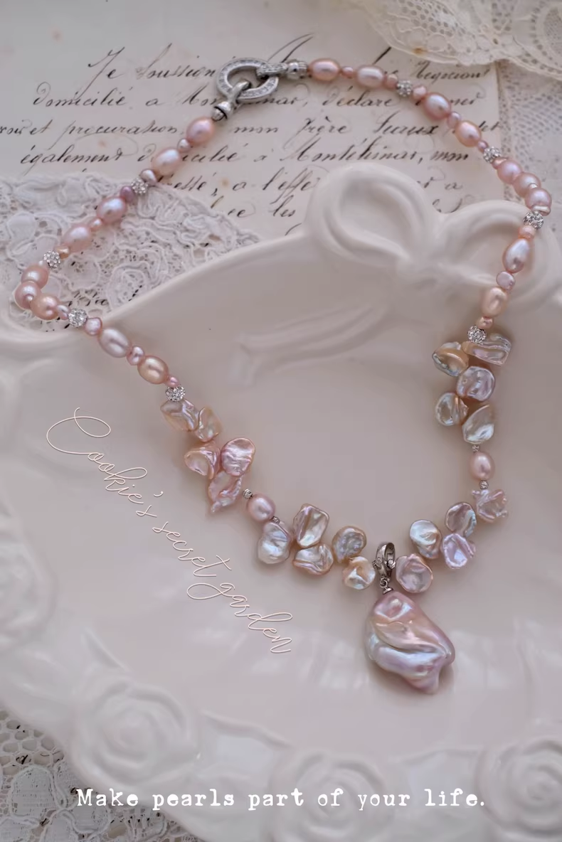 【Monet Garden Collection】Handmade Luxury Baroque Pearl Pendant Necklace