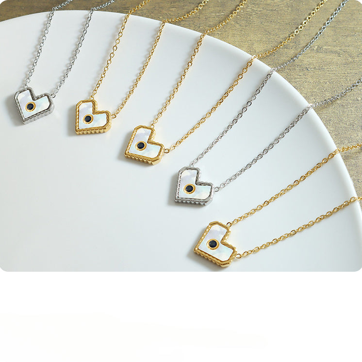 Mother Of Pearl Heart Necklace