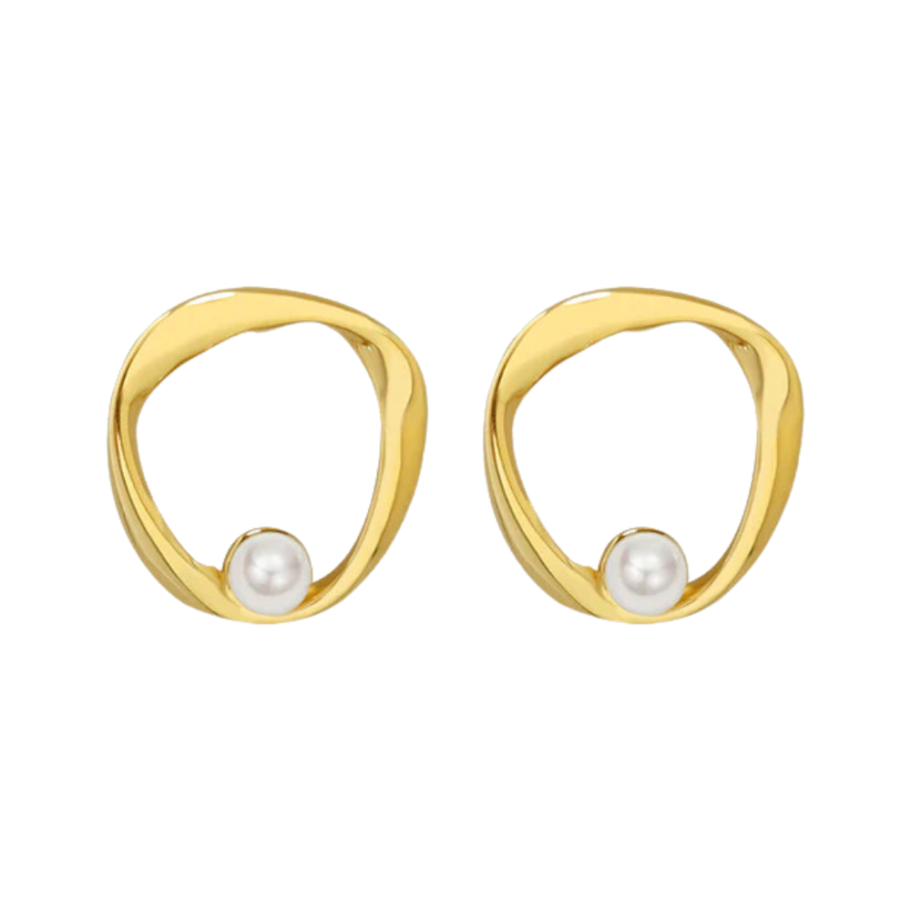 Simple Geometric Circle Earring With Pearl