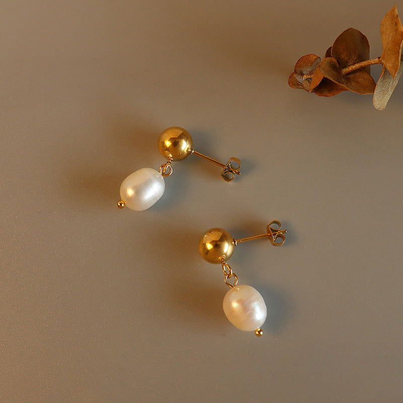 Simple Freshwater Pearl Drop Earrings