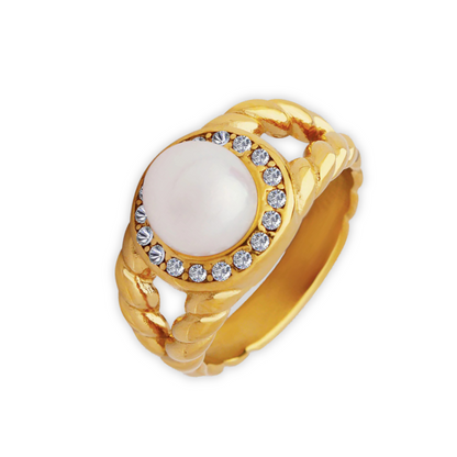 Exquisite Zircon and Freshwater Pearl Ring