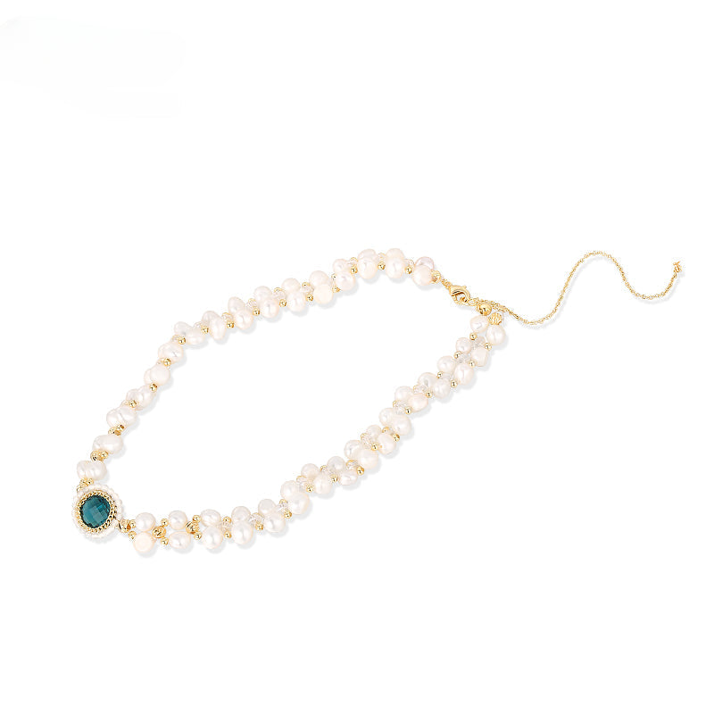 Pearl Choker Necklace Bracelet Set