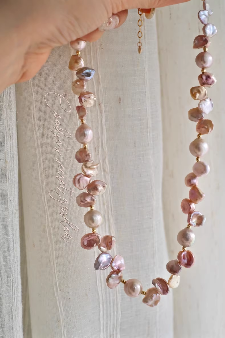 【Monet Garden Collection】 Handmade Secret Garden Baroque Pearl Necklace