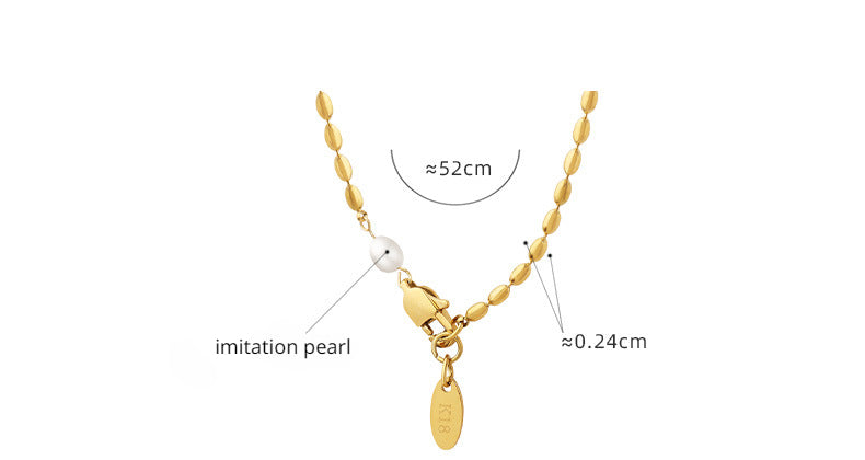 18K Gold Plated Oval Bead Chain Necklace