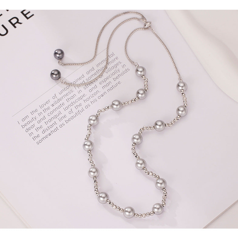 Pulling Grey Swarovski Pearl Necklace