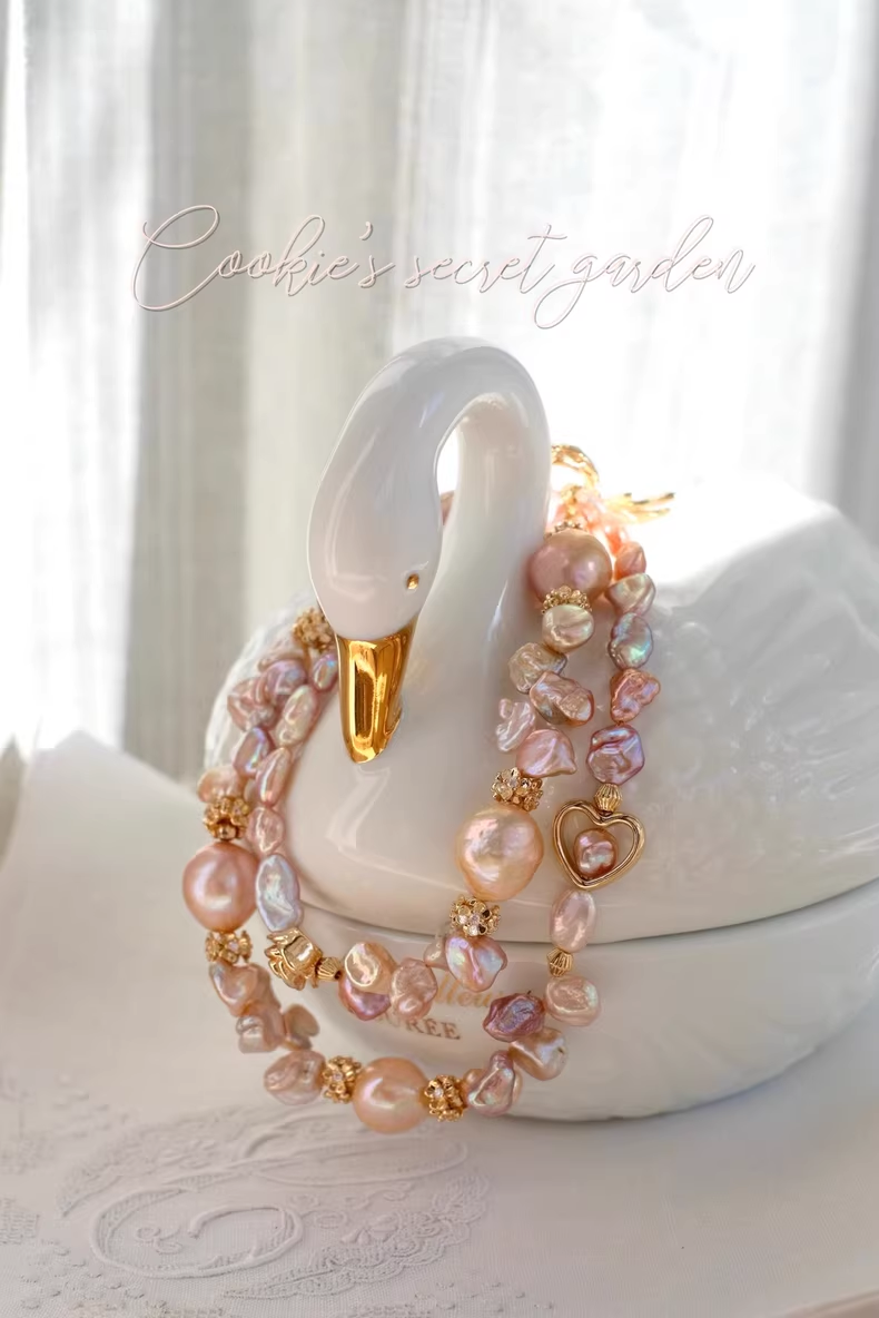 【Monet Garden Collection】 Handmade Morning Glow Baroque Pearl Necklace