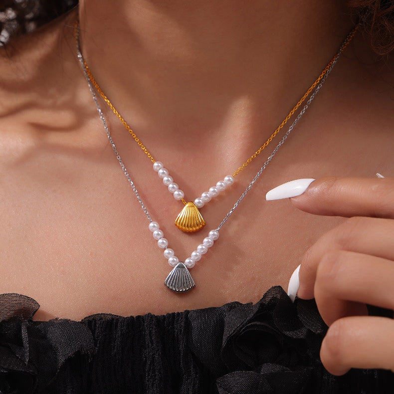 Floating Pearls Shell Pendant Necklace