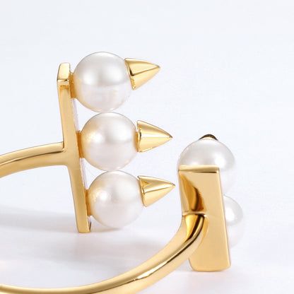 Cat Paw Rivet Ring Pearl Ring