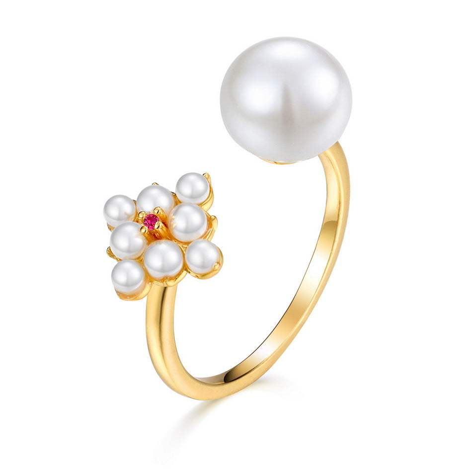 Flower Open Pearl Ring