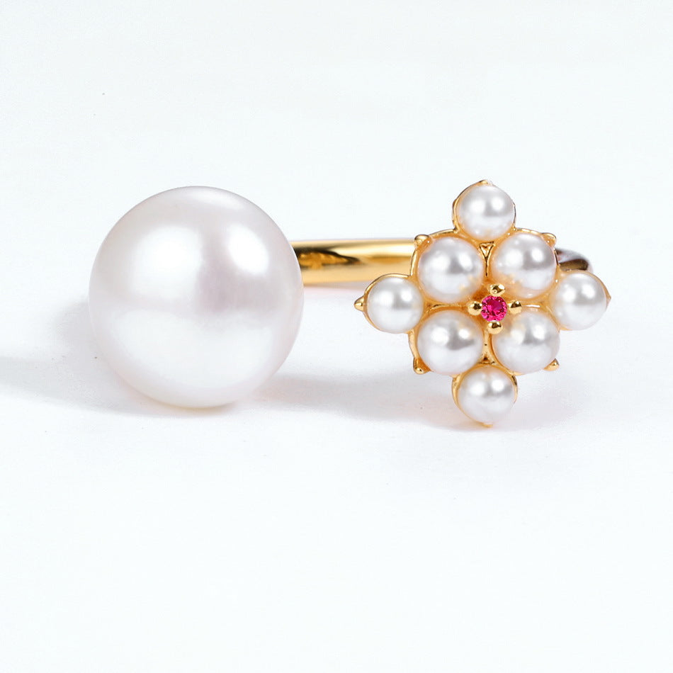 Flower Open Pearl Ring