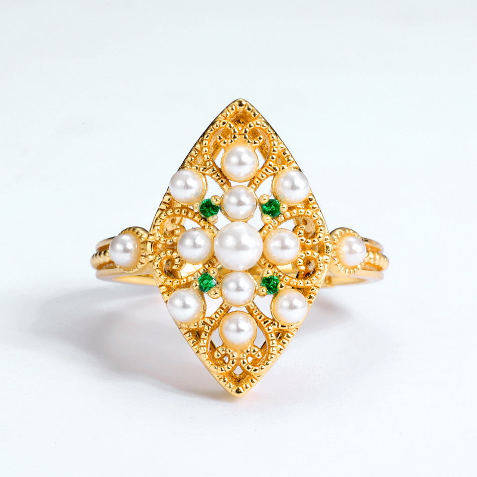 Emerald And Pearl Ring