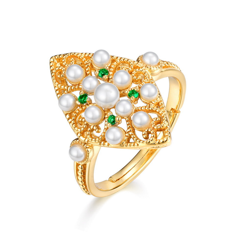 Emerald And Pearl Ring