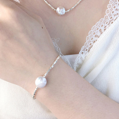 Single Flat Baroque Pearl Bracelet