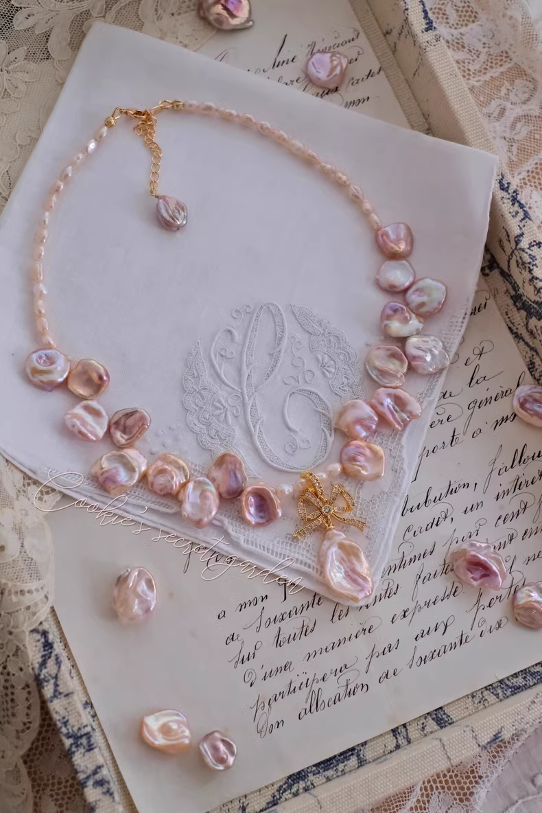 【Monet Garden Collection】 Handmade Princess Diary Baroque Pearl Necklace