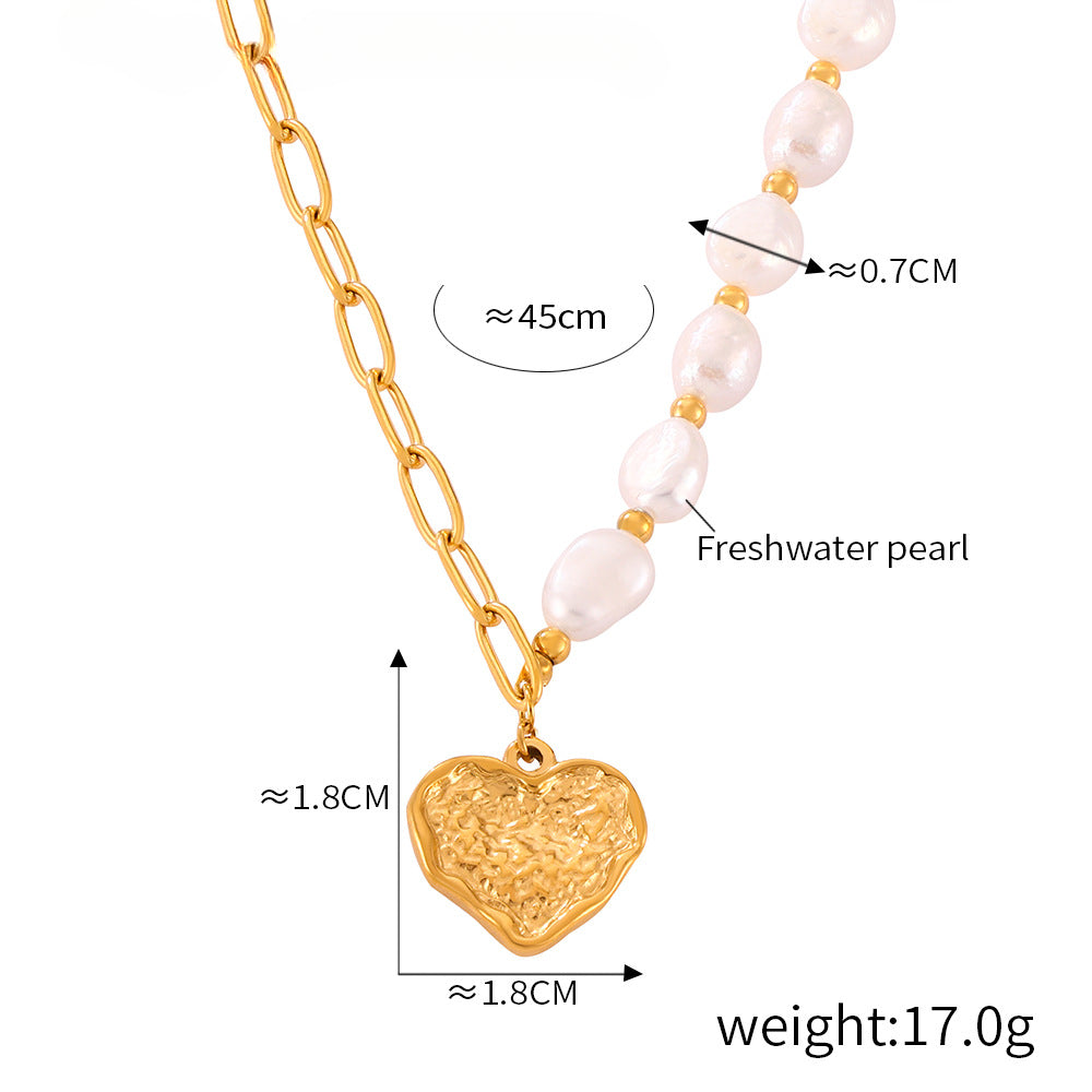 Colorful Jade Grape Stone Half Pearl Half Chain Necklace