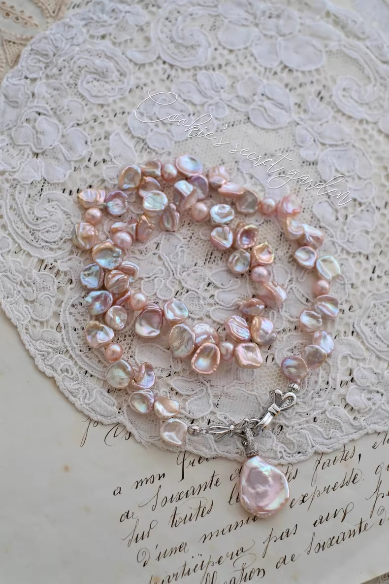 【Monet Garden Collection】 Handmade Dream Song Baroque Pearl Necklace