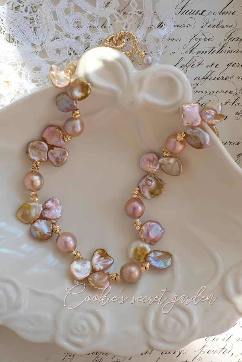 【Monet Garden Collection】 Handmade Summer Baroque Pearl Necklace