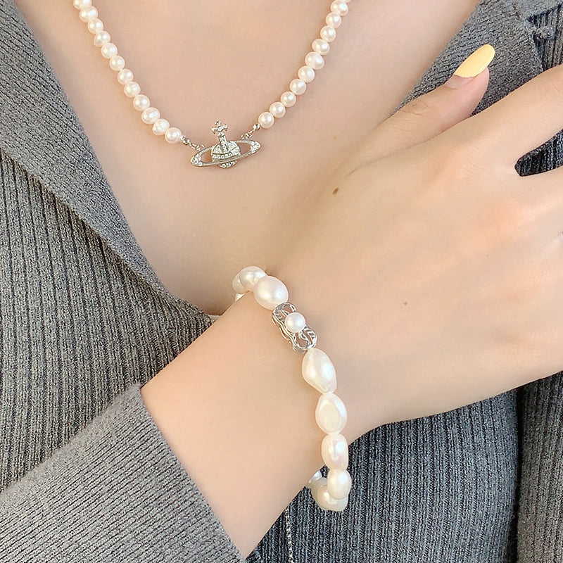 Pullable Natural Baroque Pearl Bracelet