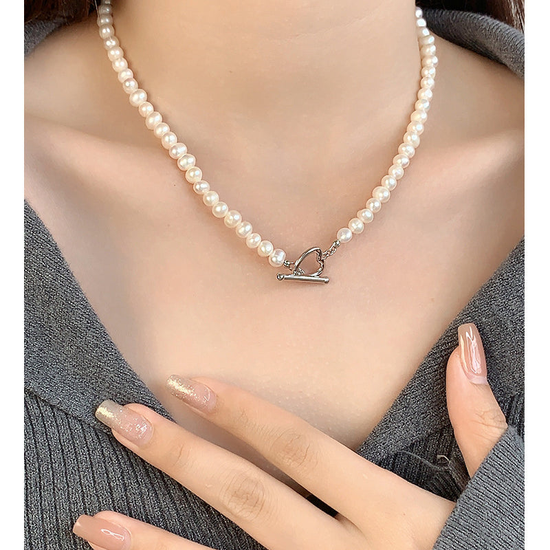 Heart Clasp Freshwater Pearl Necklace