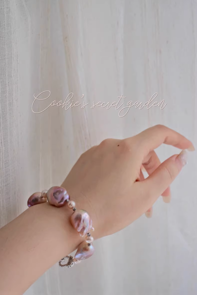 【Monet Garden Collection】 Handmade Annie Aurora Baroque Pearl Bracelet