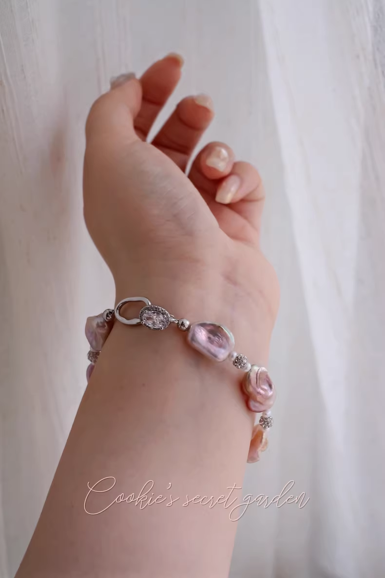 【Monet Garden Collection】 Handmade Dreamy Sweet Baroque Pearl Bracelet