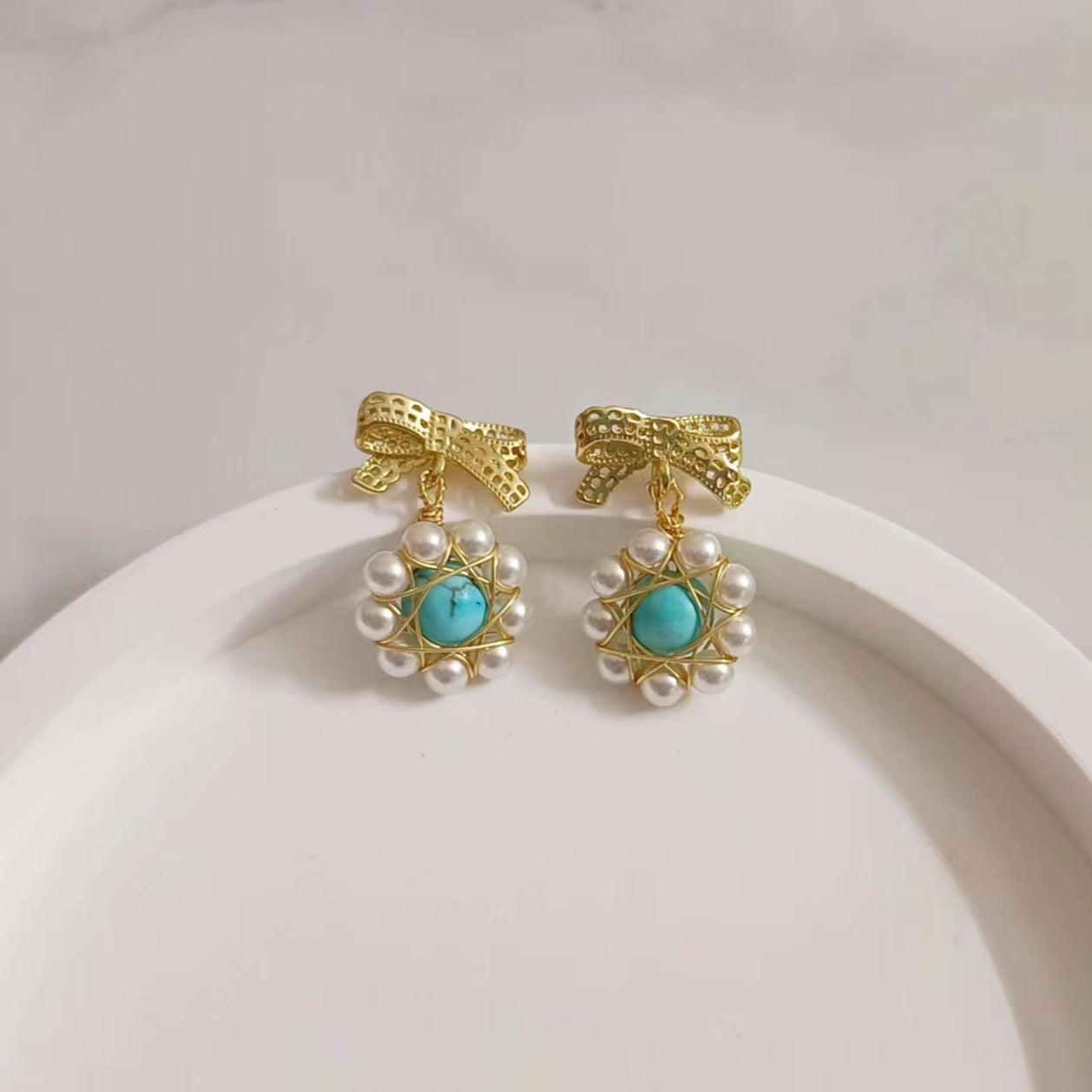 Turquoise And Pearl Earring