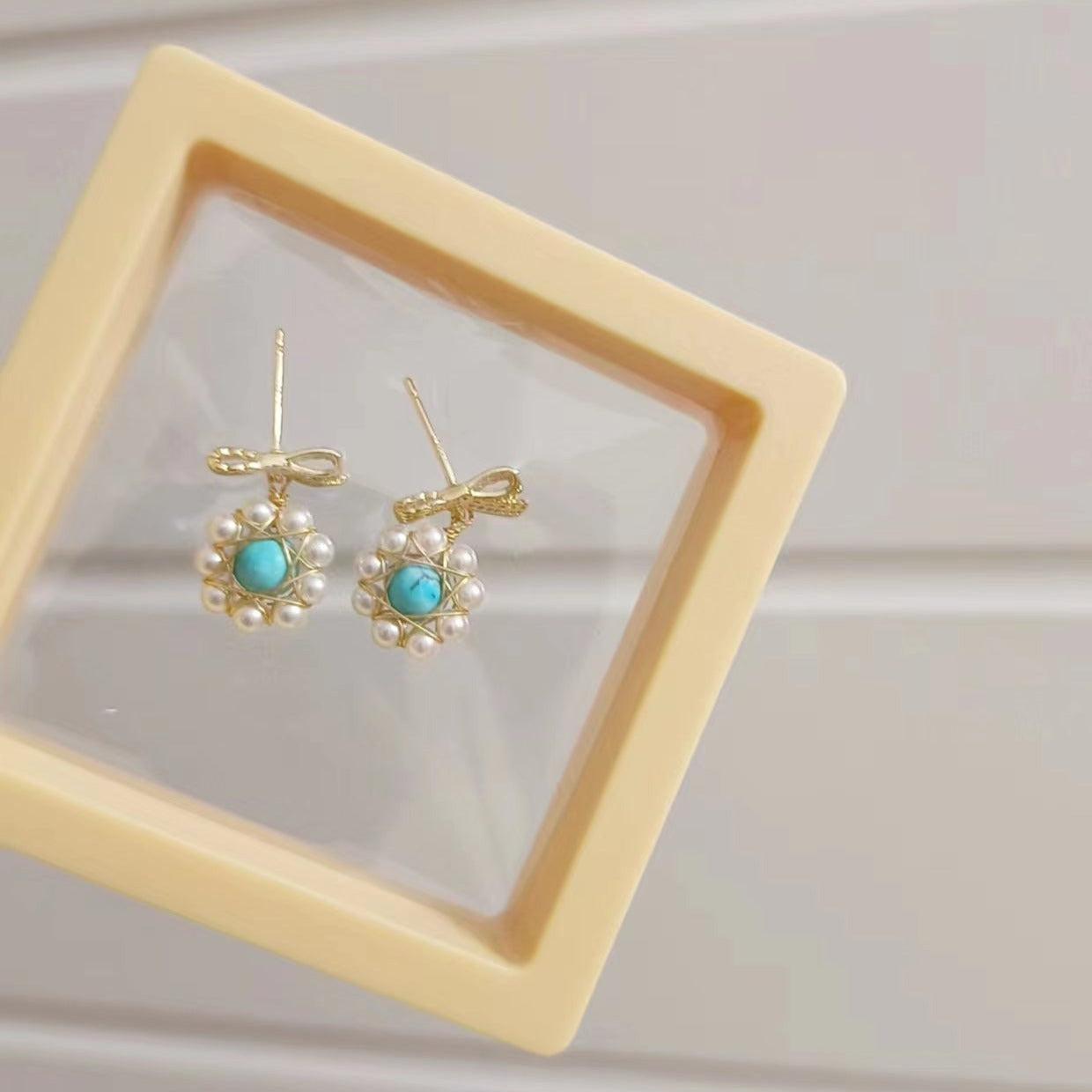 Turquoise And Pearl Earring