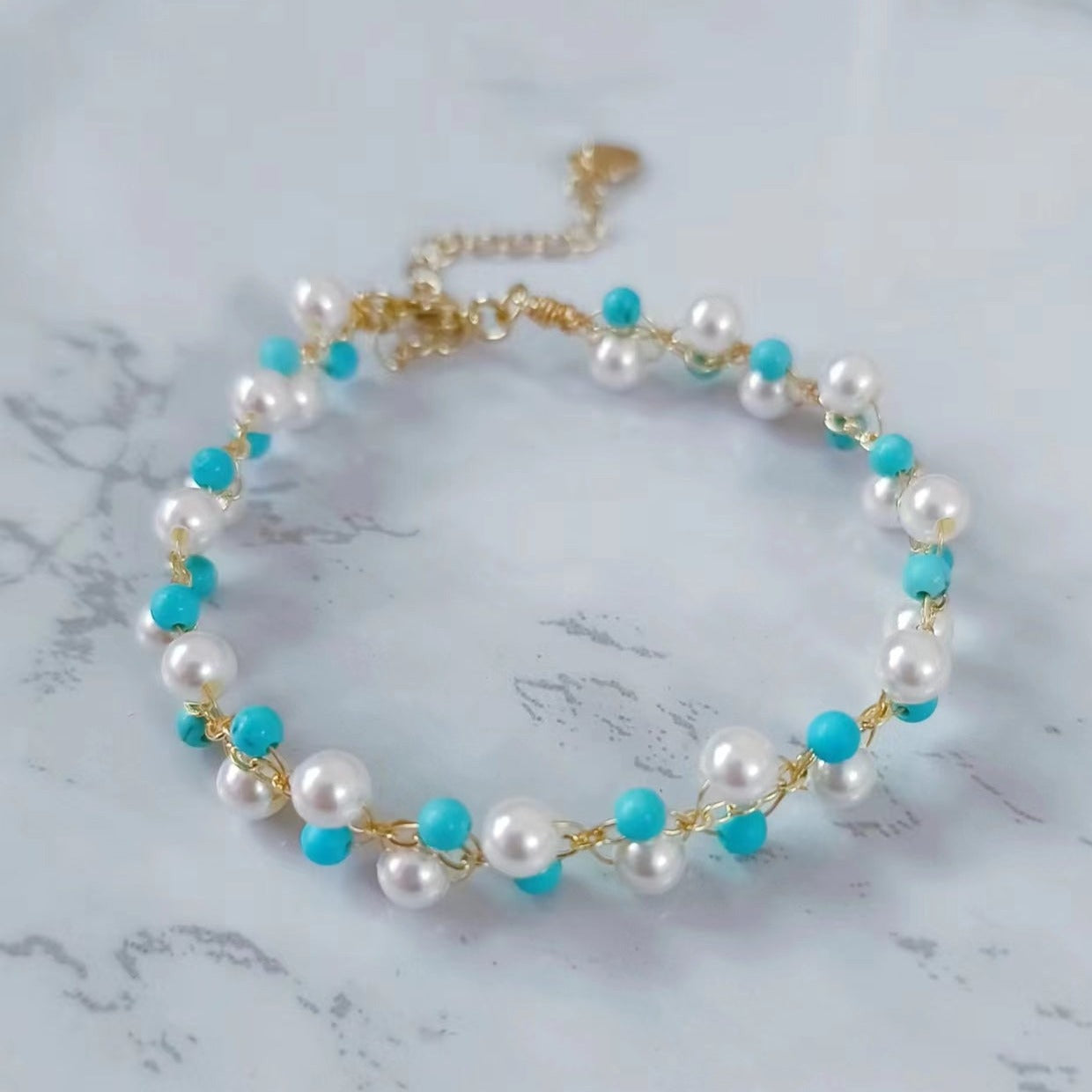 Turquoise And Pearl Bracelet