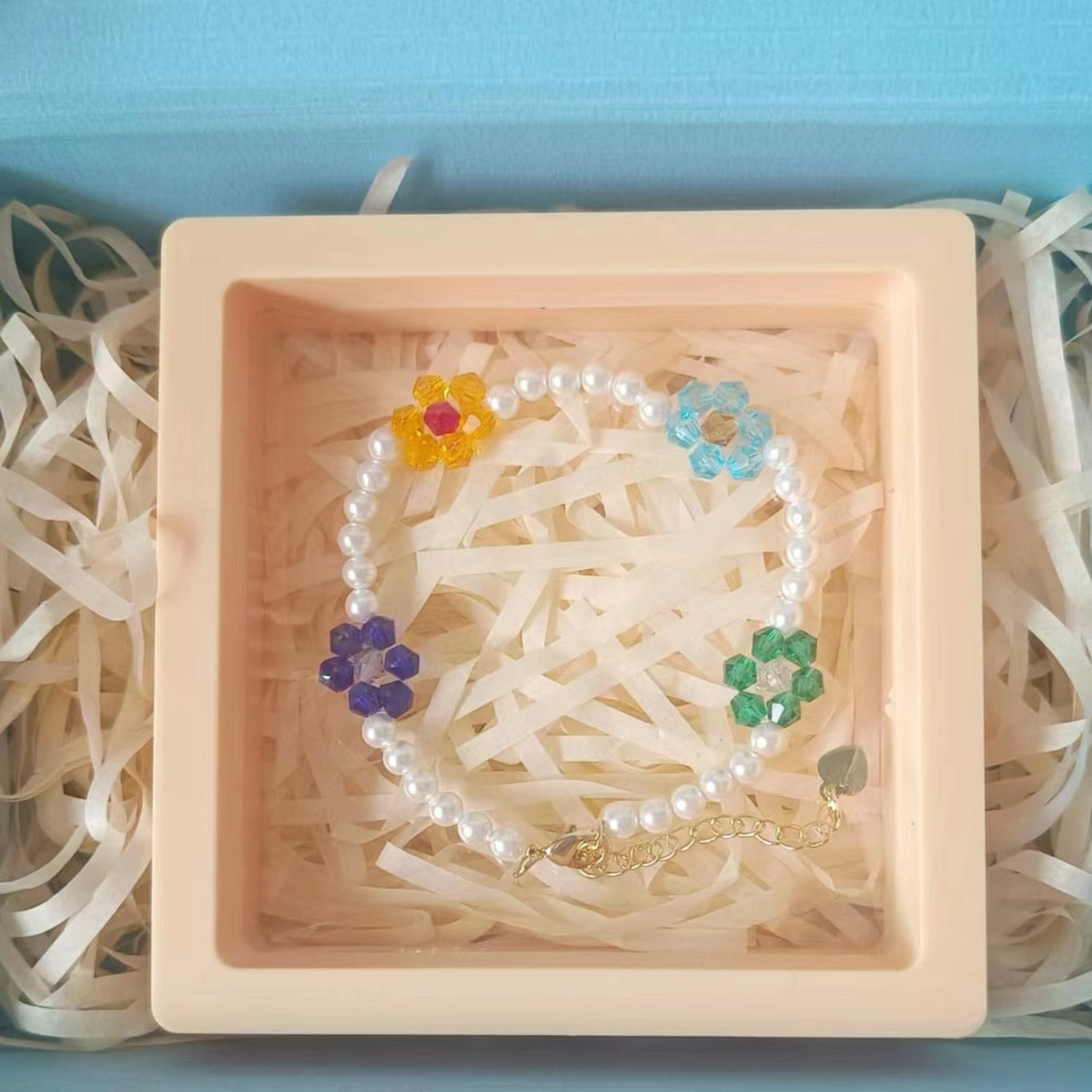 Color Flower Crystal Pearl Bracelet