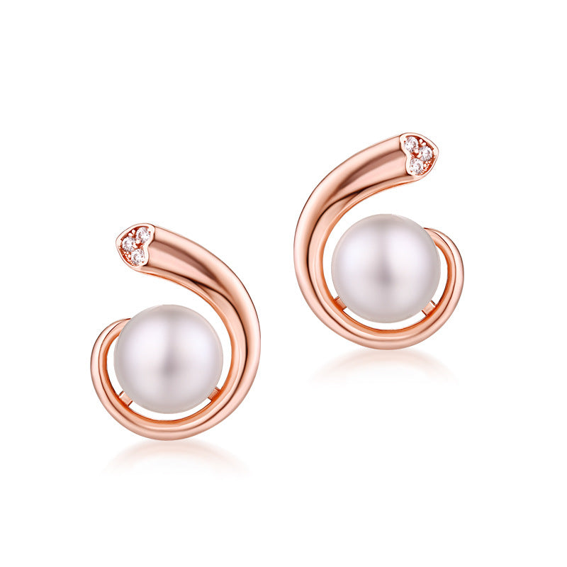 Rose Gold Pearl Earrings