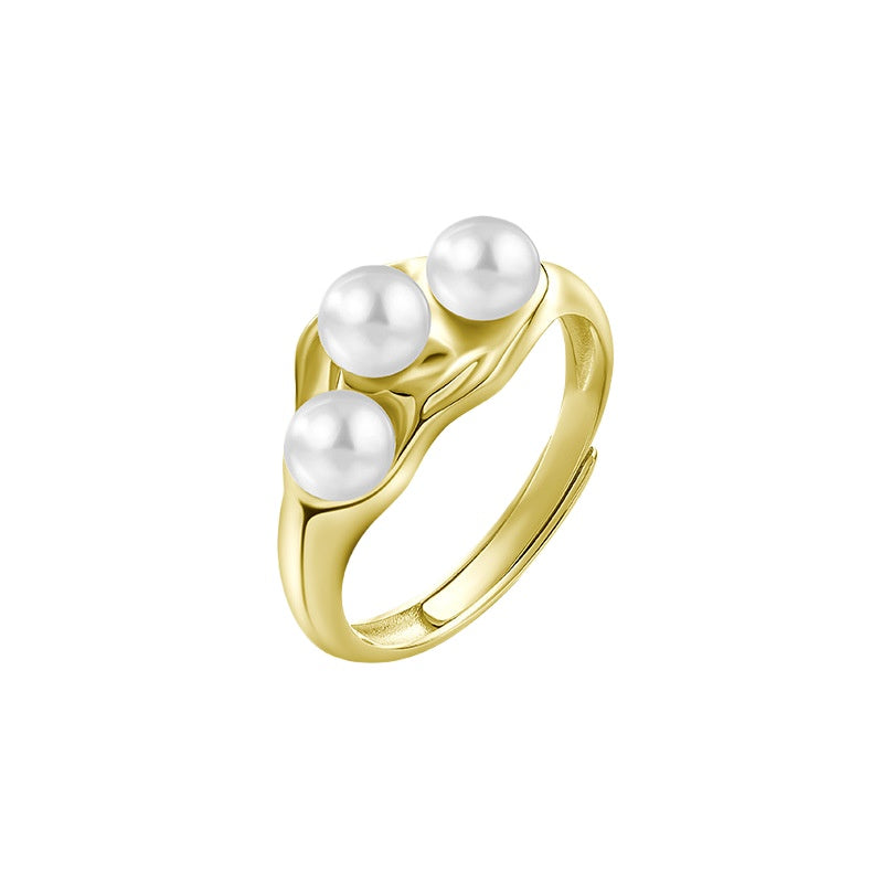 S925 Three Pearls Ring