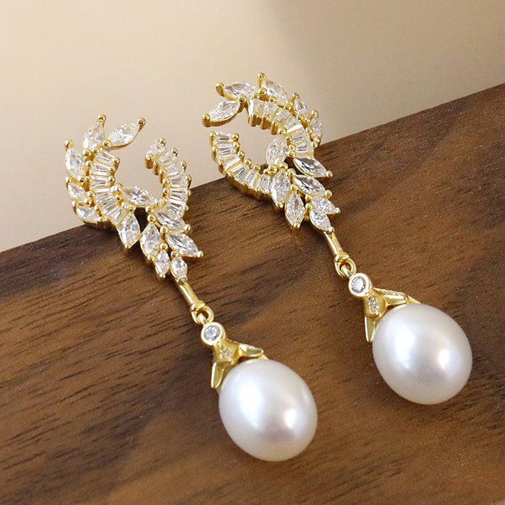 Luxury Princess Teardrop Pearl Dangle Earrings