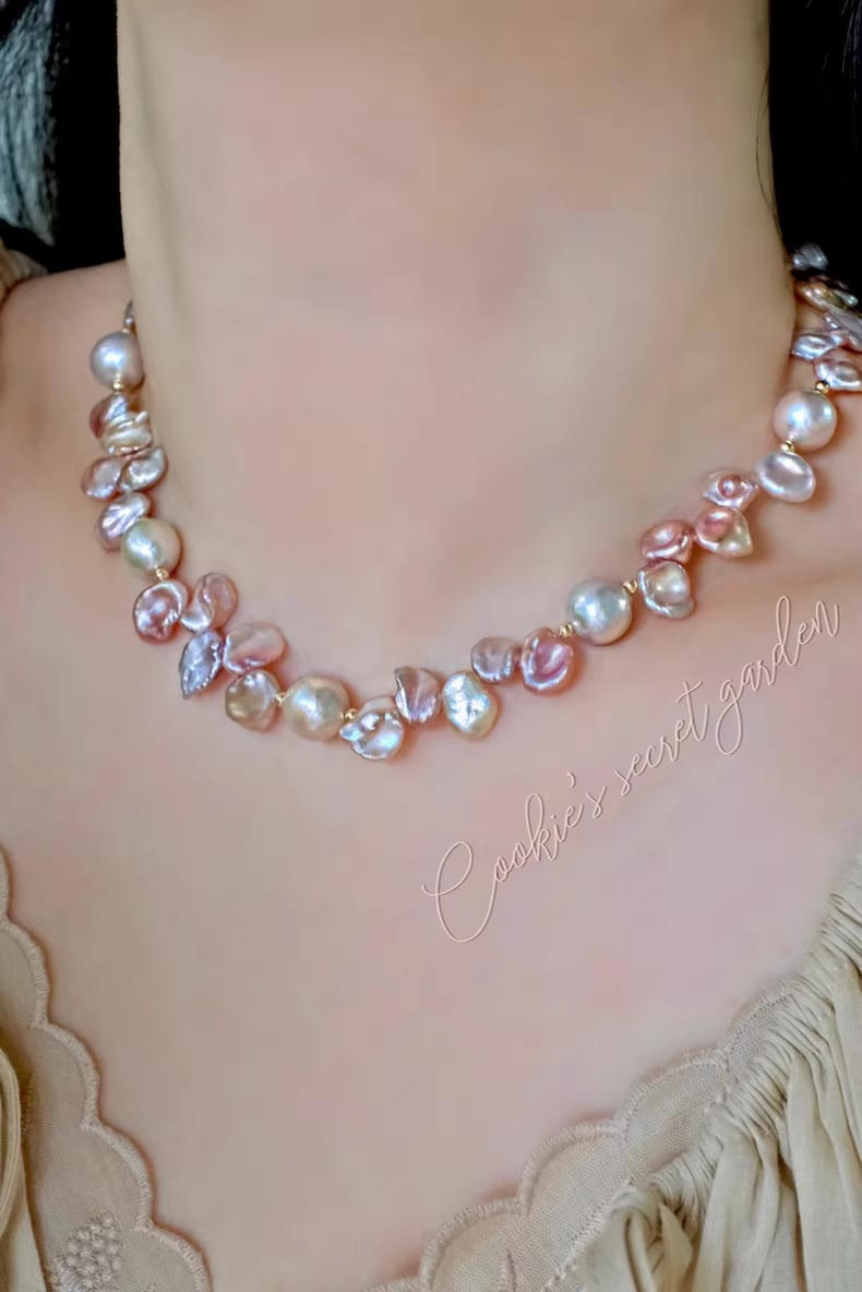 【Monet Garden Collection】 Handmade Secret Garden Baroque Pearl Necklace