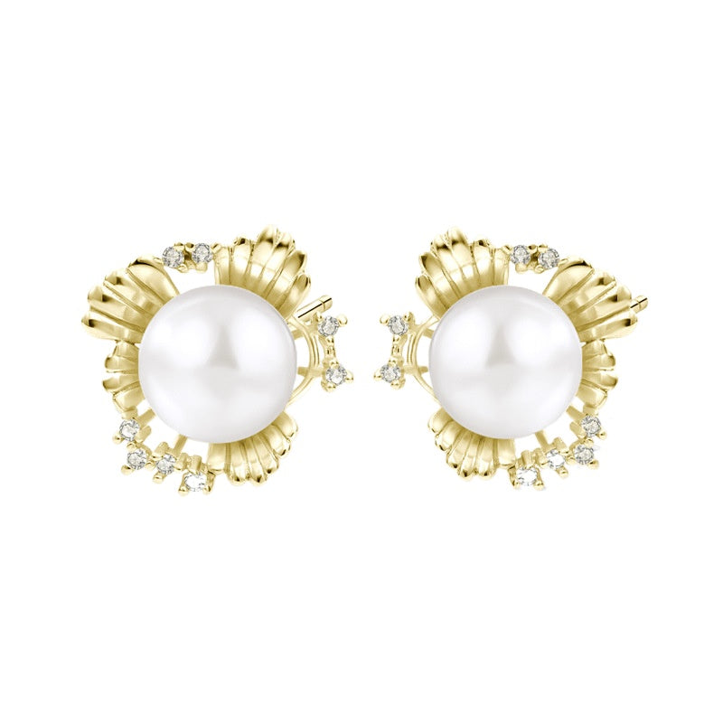 Irregular Flower Pearl Earrings Stud