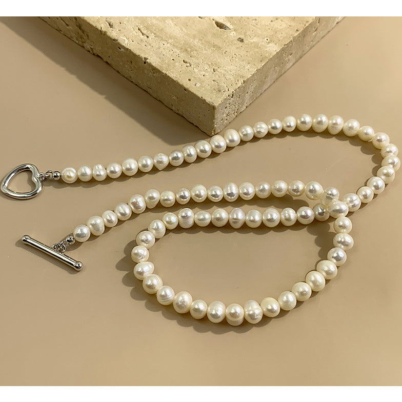 Heart Clasp Freshwater Pearl Necklace