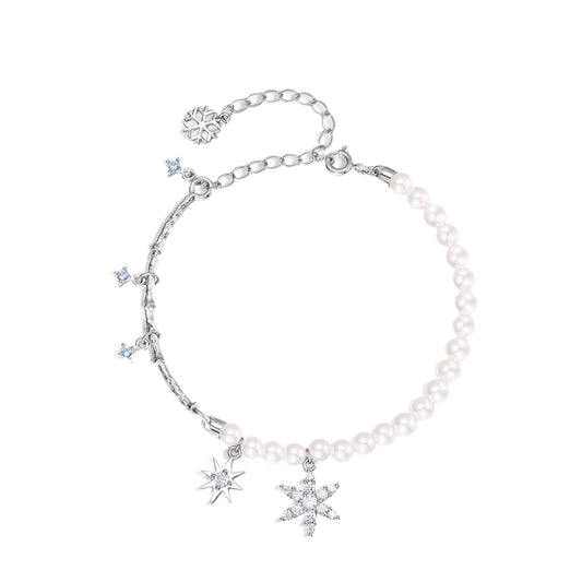 Half Pearl Half Chain Star Snowflake Bracelet