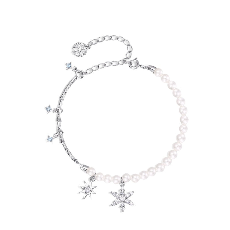 Half Pearl Half Chain Star Snowflake Bracelet