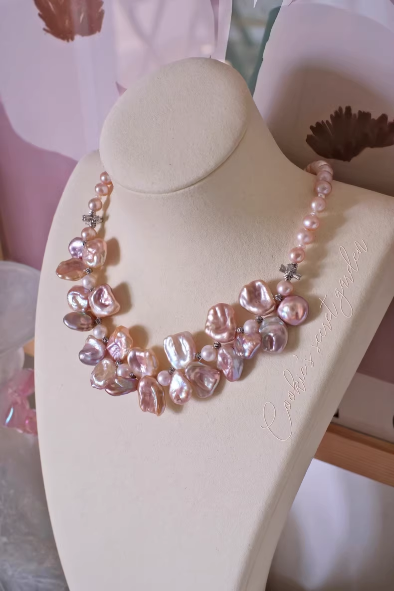 【Monet Garden Collection】 Handmade Waltz Baroque Pearl Necklace