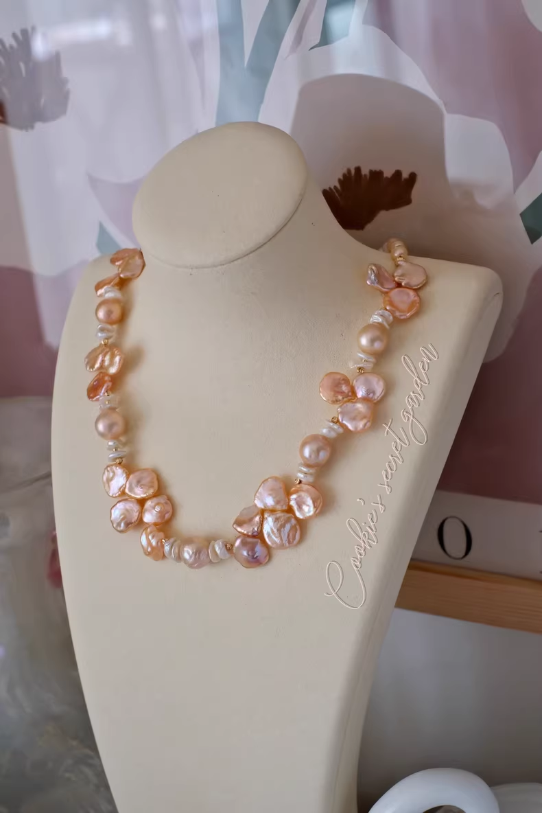 【Monet Garden Collection】 Handmade Austin Baroque Pearl Necklace