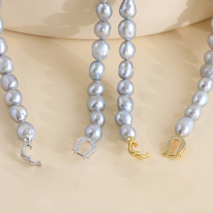 Luxurious Grey Baroque Pearl Clavicle Necklace