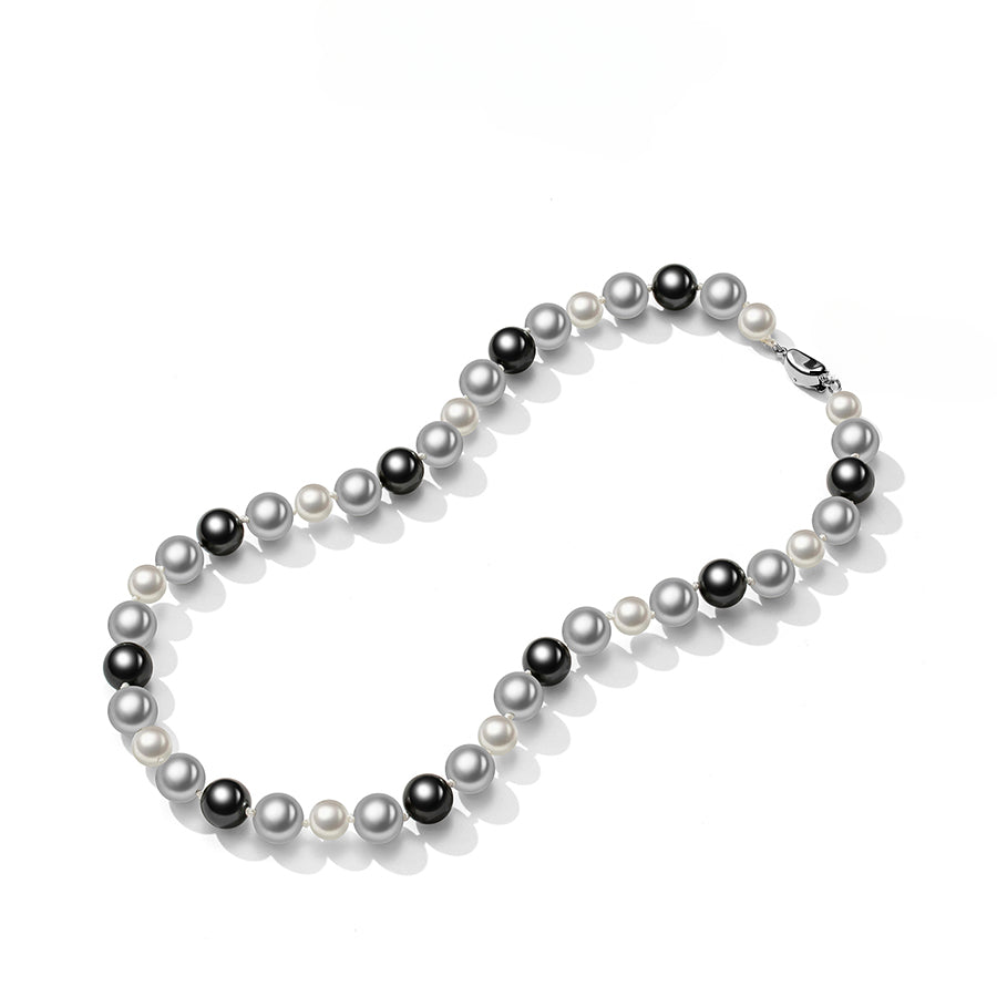 Tahiti Black Grey White Mixed Color Pearl Necklace