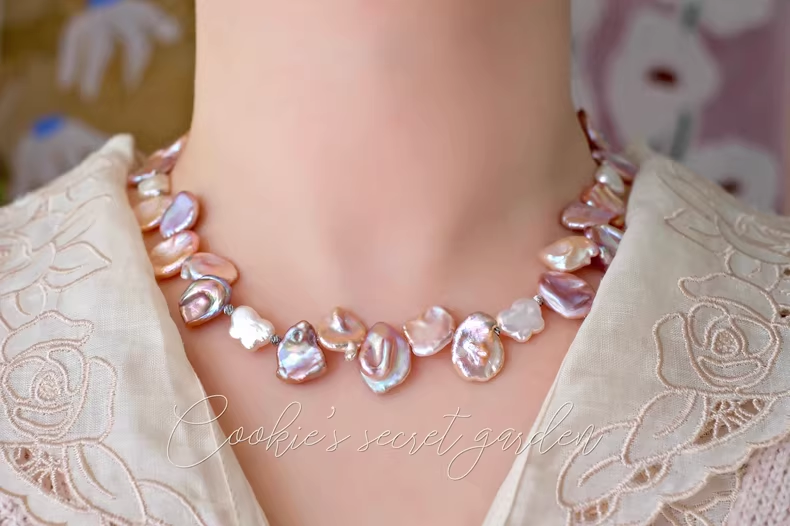 【Monet Garden Collection】 Handmade Butterfly Yard Baroque Pearl Necklace