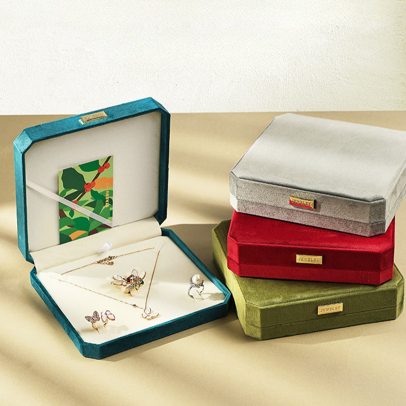 Luxury Velvet Jewelry Set Box and Paper Bag