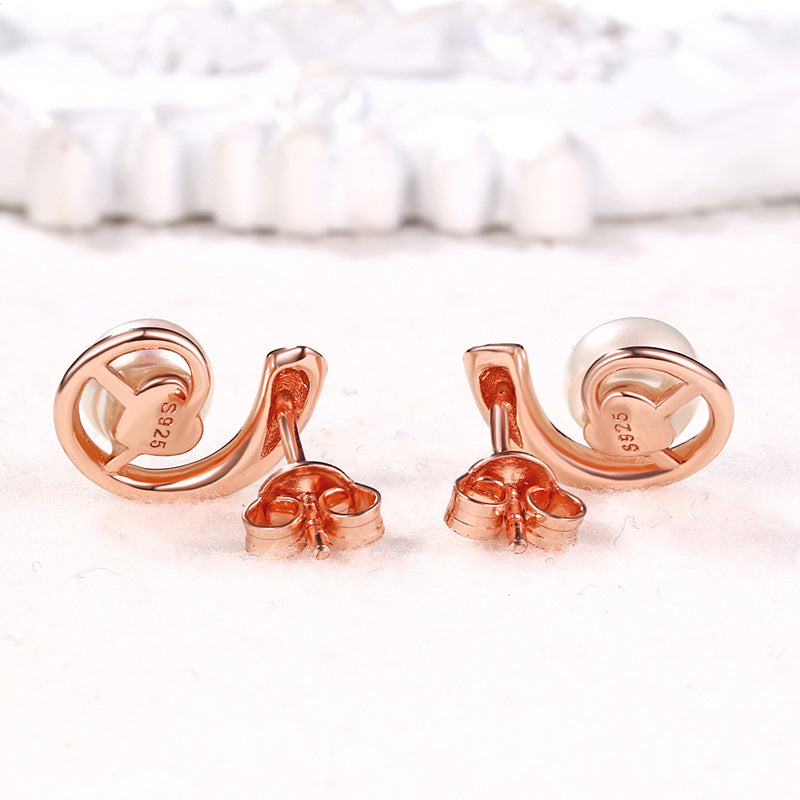 Rose Gold Pearl Earrings