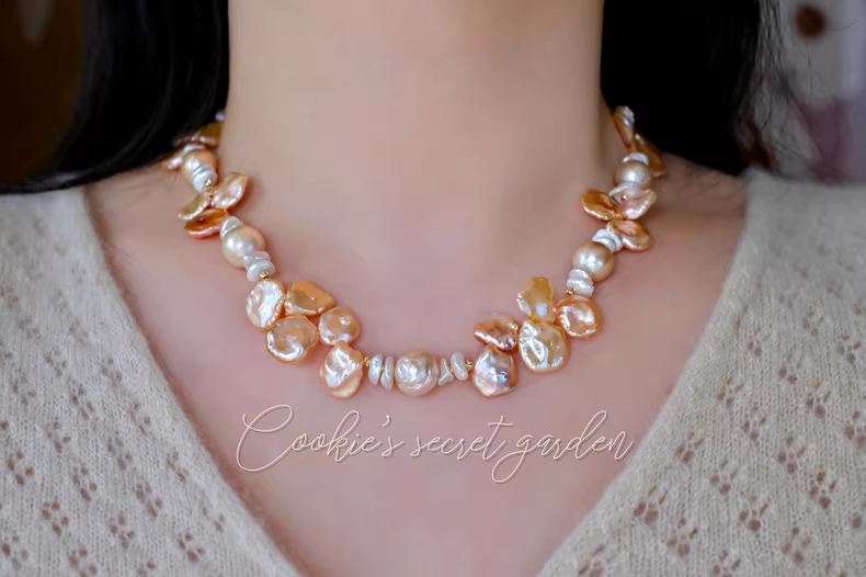 【Monet Garden Collection】 Handmade Austin Baroque Pearl Necklace