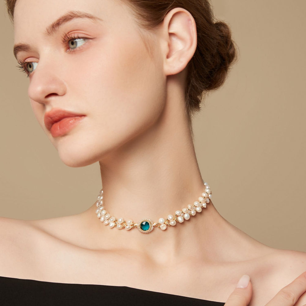 Pearl Choker Necklace Bracelet