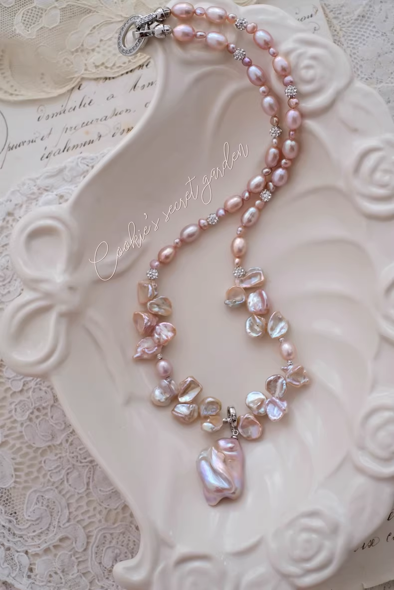 【Monet Garden Collection】Handmade Luxury Baroque Pearl Pendant Necklace