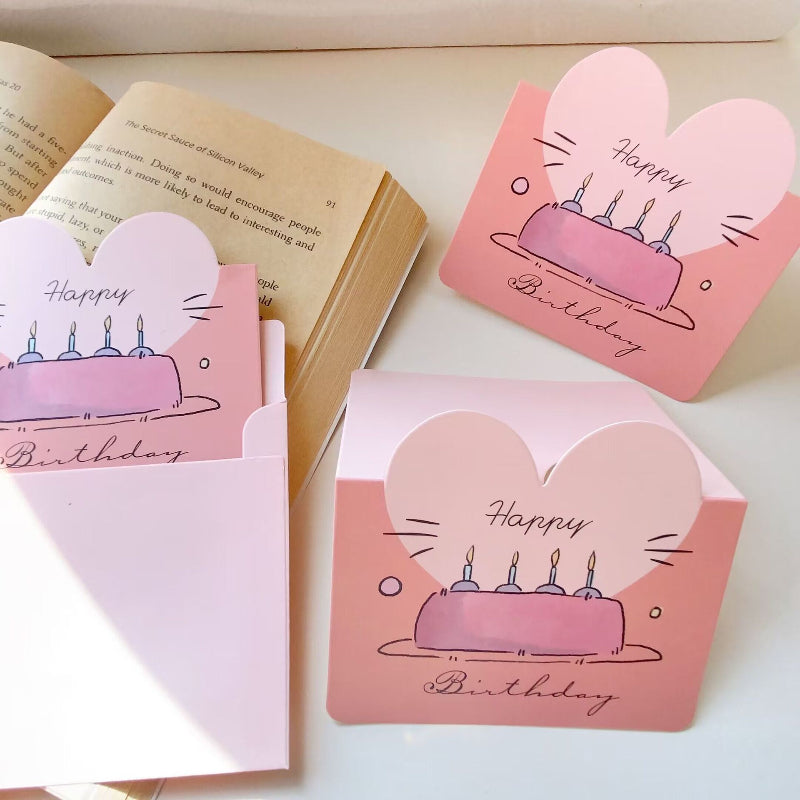 Pink Love Heart Happy Birthday Gift Card