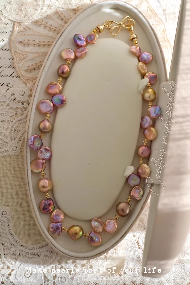 【Monet Garden Collection】 Handmade Gallery Baroque Pearl Necklace